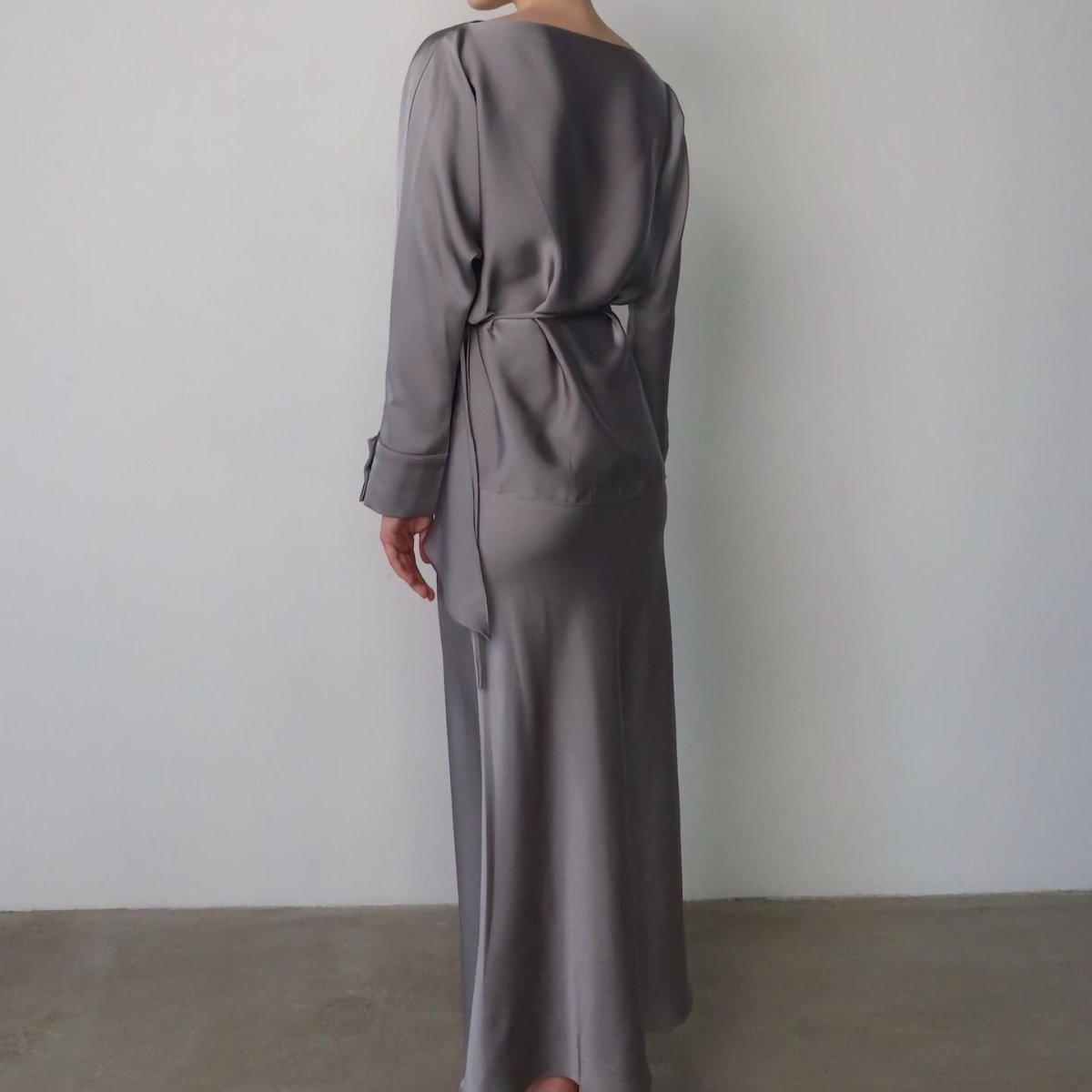 Draped Wrap Top & Maxi Skirt Set(MS333) - Mariam's Collection