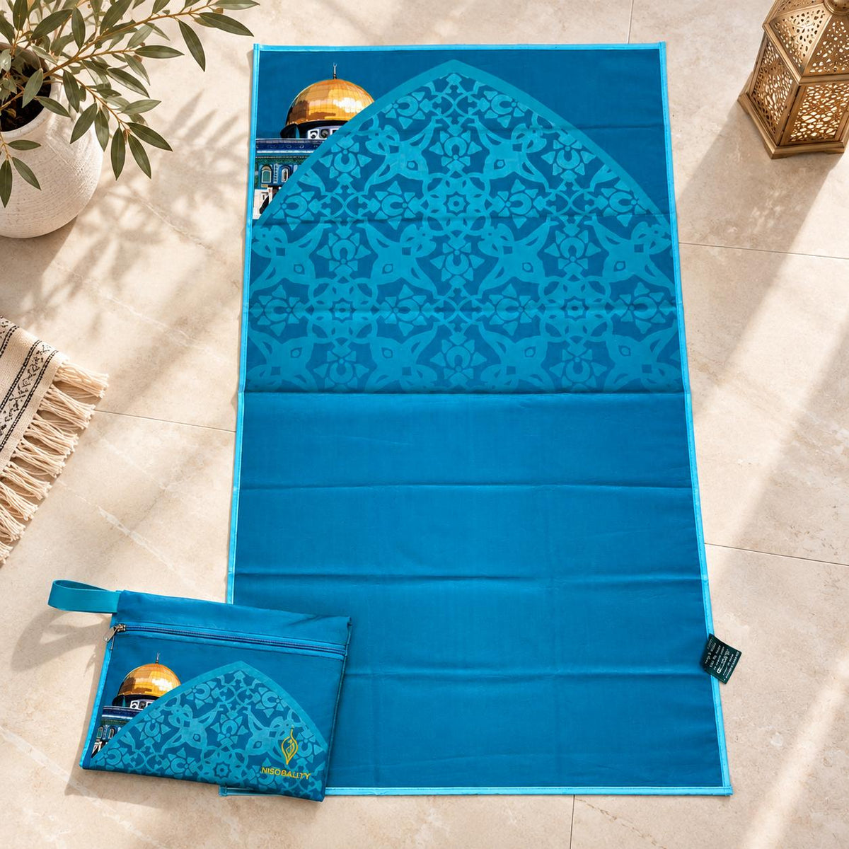 Mosque-Inspired Original Prayer Mat | Foldable with Matching Travel Pouch (MR092)