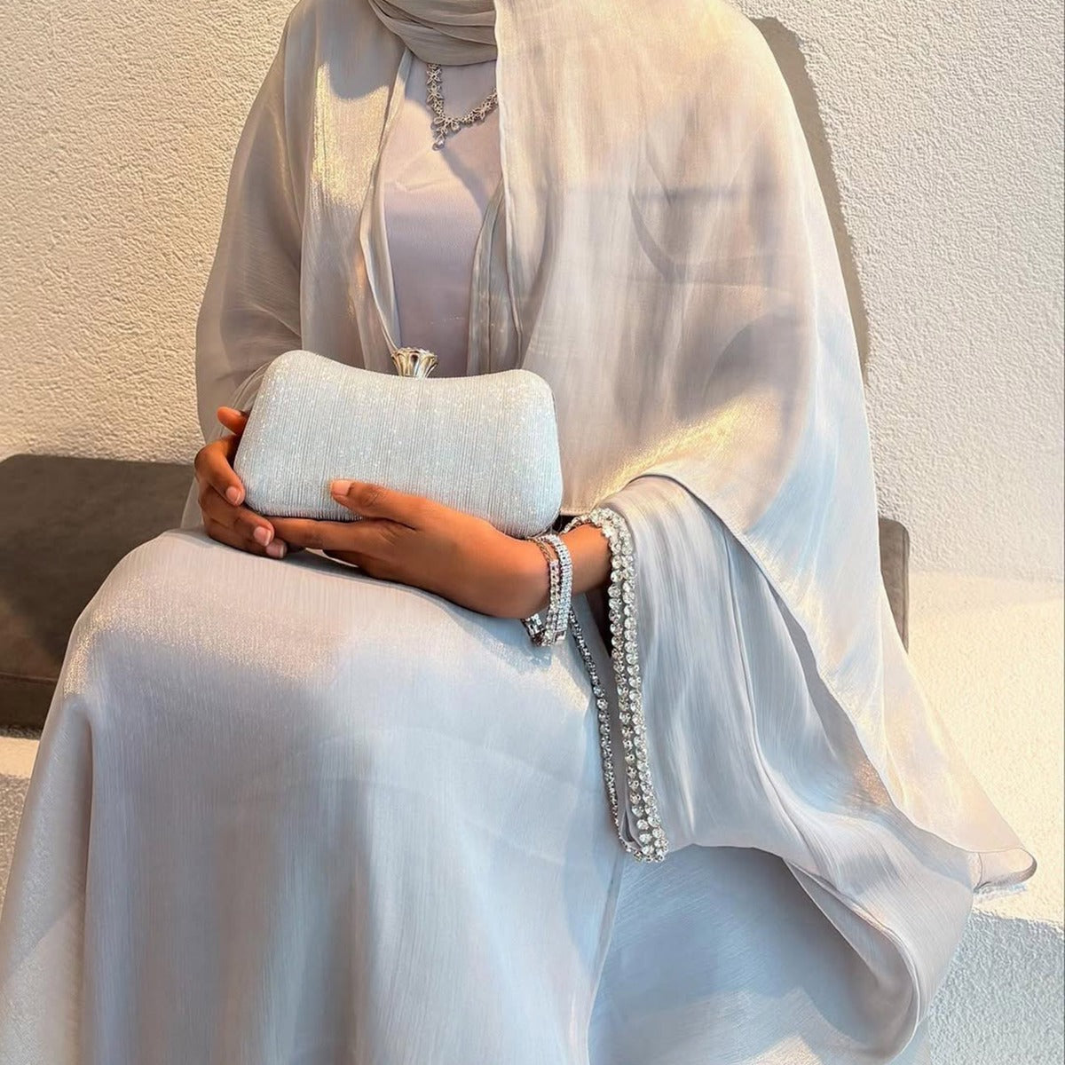 Luxe Beaded Cardigan Abaya |  Modest Luxury Evening Wear Beading-Embellished Robes (MOA195)