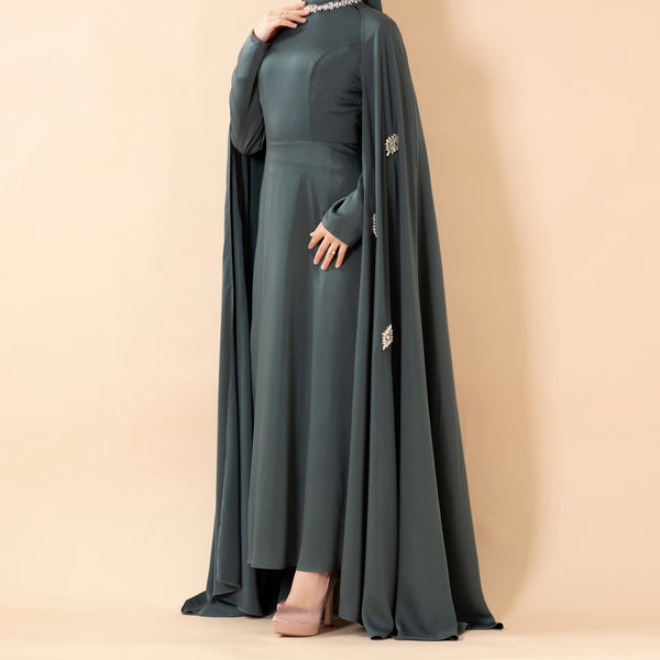 Luxury Satin Royal Cape Abaya(MA326)