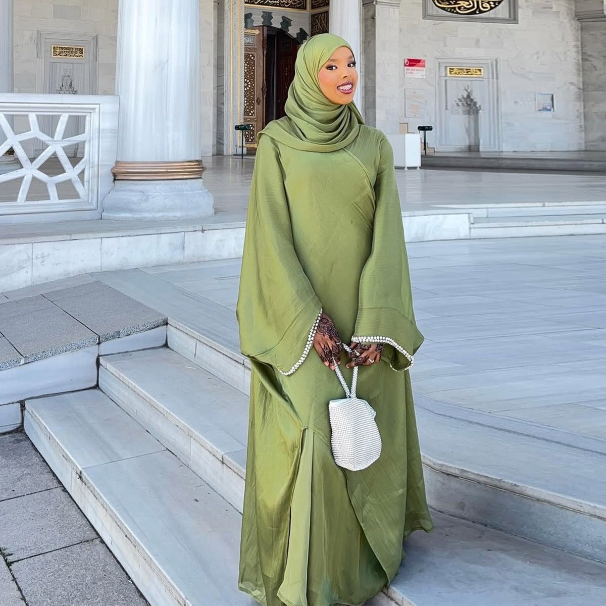 Luxe Beaded Cardigan Abaya |  Modest Luxury Evening Wear Beading-Embellished Robes (MOA195)