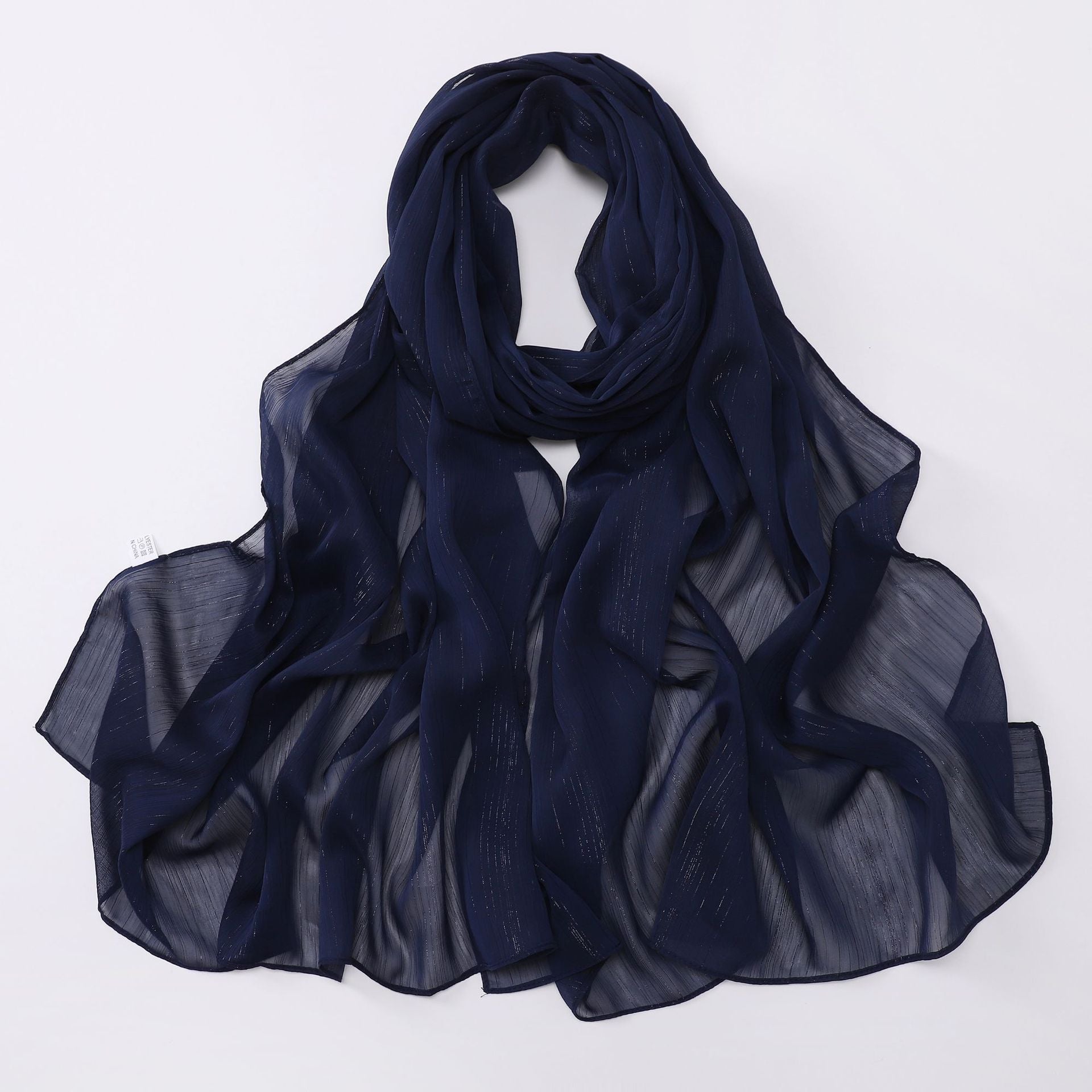 Effortless Grace Scarf Silver Crinkle Chiffon Hijab (MH153)