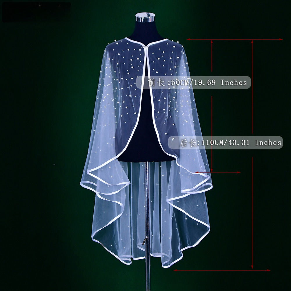 Pearl Embellished Bridal Cape(MAC374)