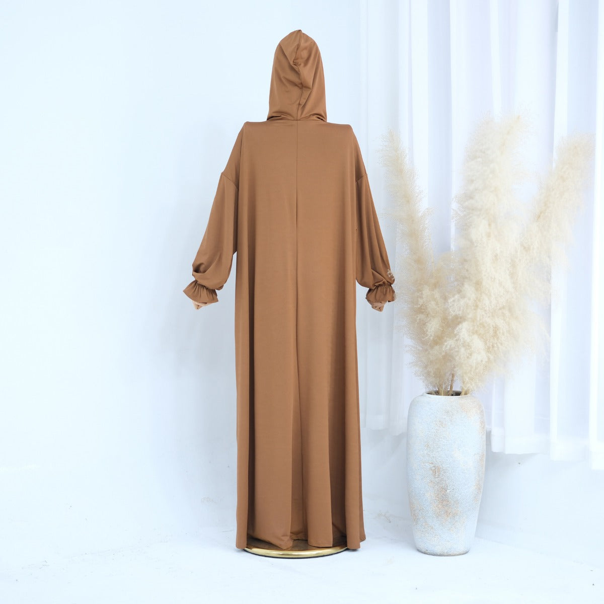 Modest Casual Hooded Abaya Collection | Tone Robes with Bubble Sleeves (MJ021)