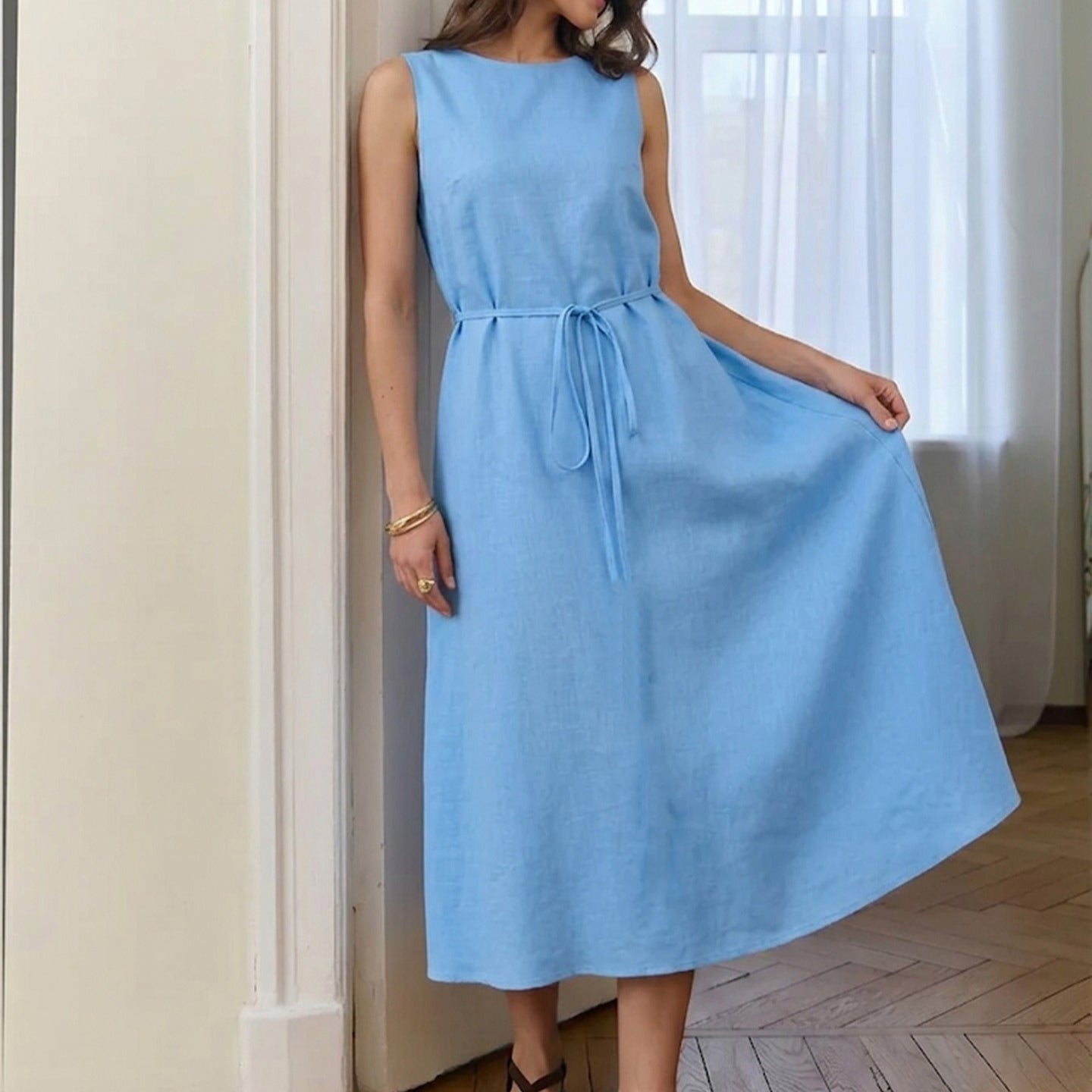 Cotton Sleeveless Midi Dress(MS500)