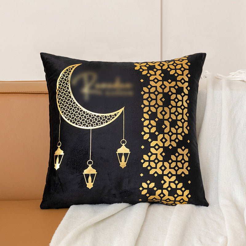 Eid Moon Hot Stamped Short Plush Pillow Cover (MR076) - Mariam's Collection