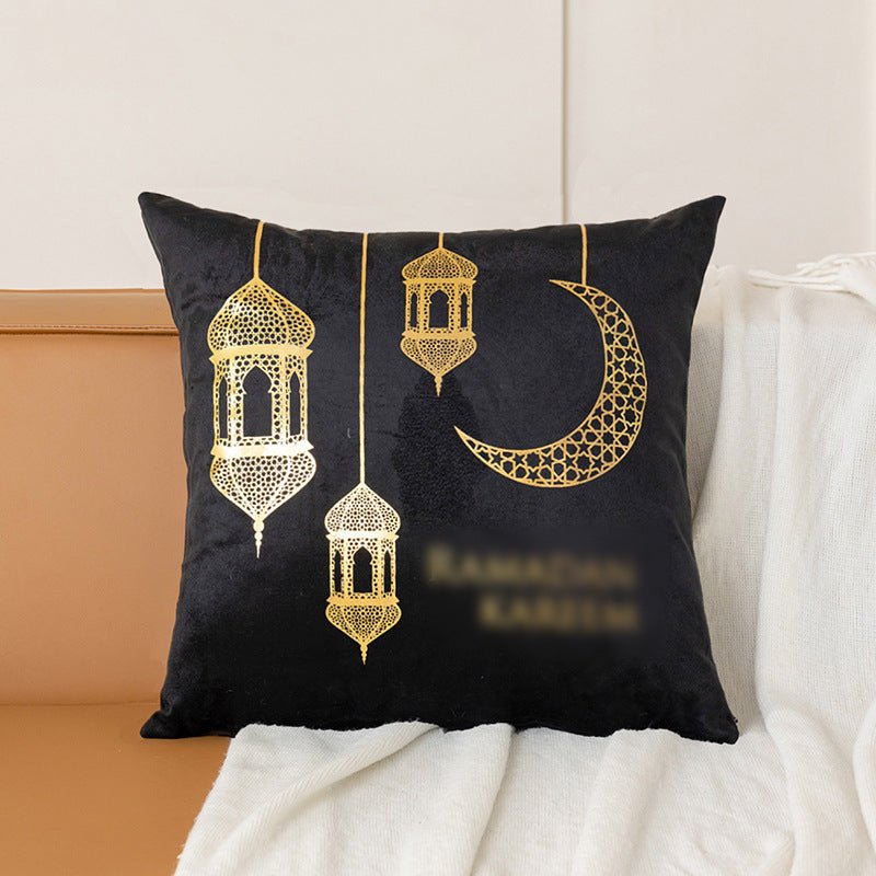 Eid Moon Hot Stamped Short Plush Pillow Cover (MR076) - Mariam's Collection