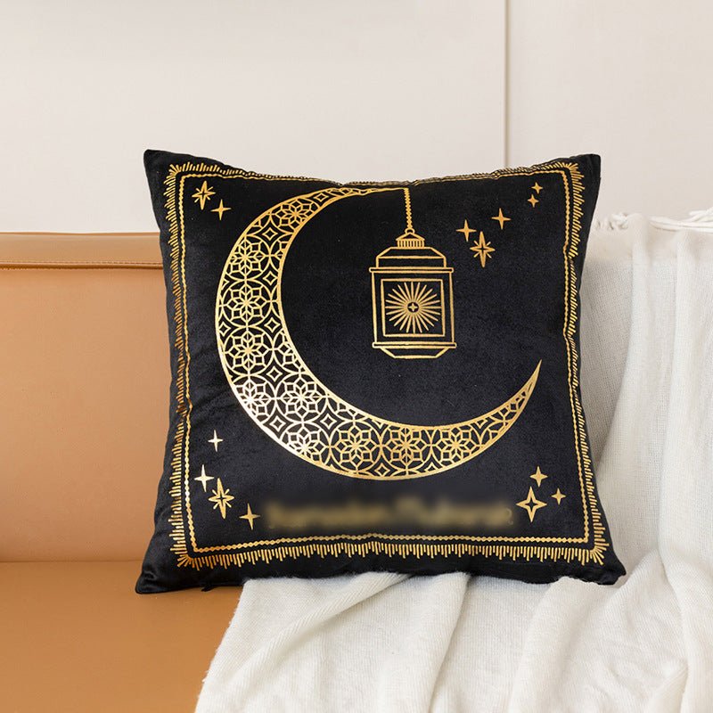 Eid Moon Hot Stamped Short Plush Pillow Cover (MR076) - Mariam's Collection