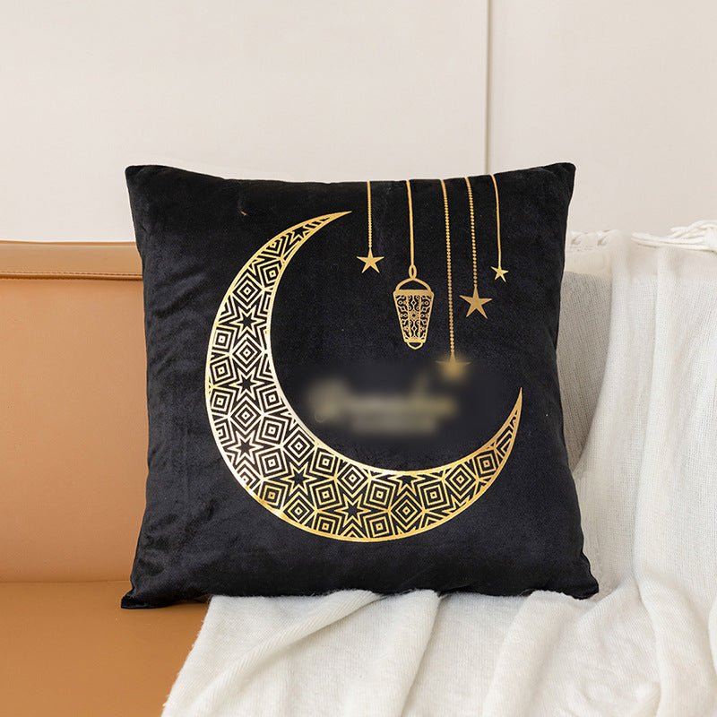 Eid Moon Hot Stamped Short Plush Pillow Cover (MR076) - Mariam's Collection