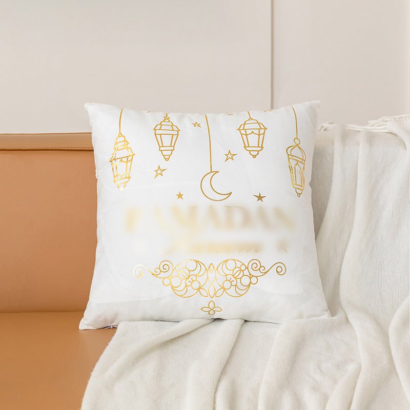 Eid Moon Hot Stamped Short Plush Pillow Cover (MR076) - Mariam's Collection