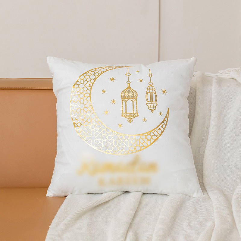 Eid Moon Hot Stamped Short Plush Pillow Cover (MR076) - Mariam's Collection