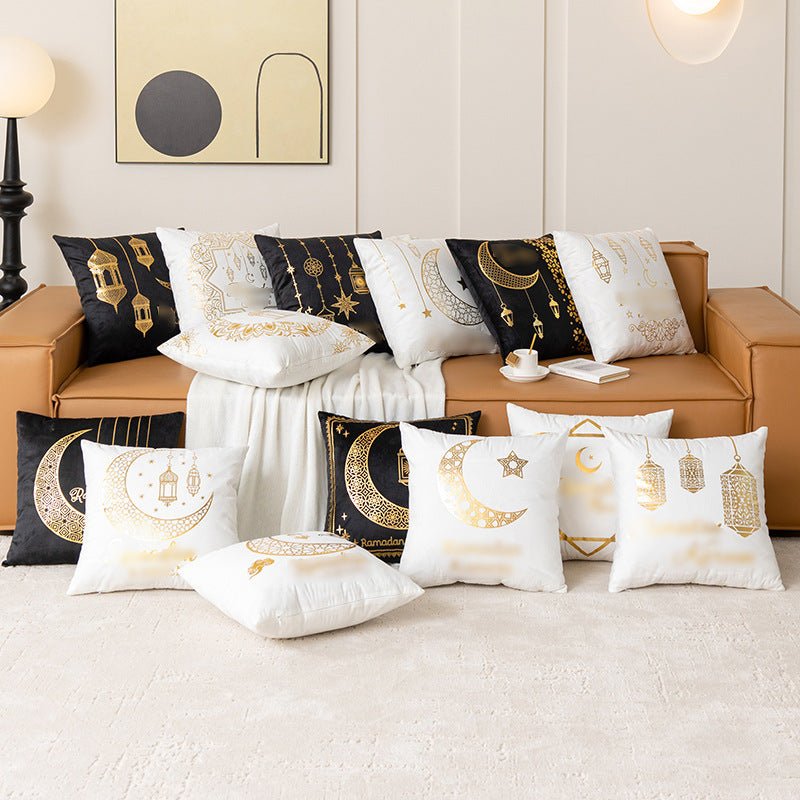 Eid Moon Hot Stamped Short Plush Pillow Cover (MR076) - Mariam's Collection