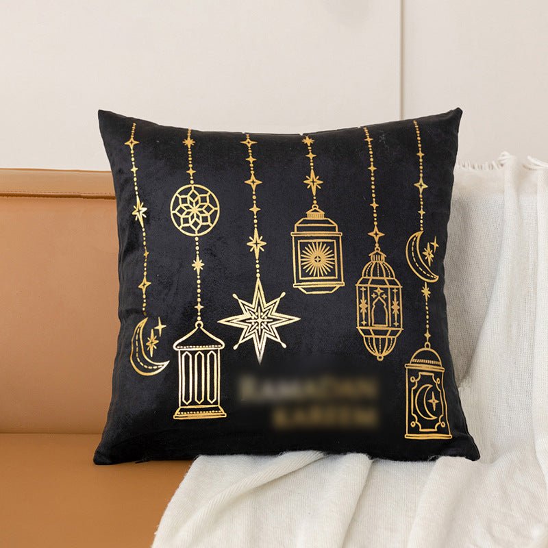 Eid Moon Hot Stamped Short Plush Pillow Cover (MR076) - Mariam's Collection