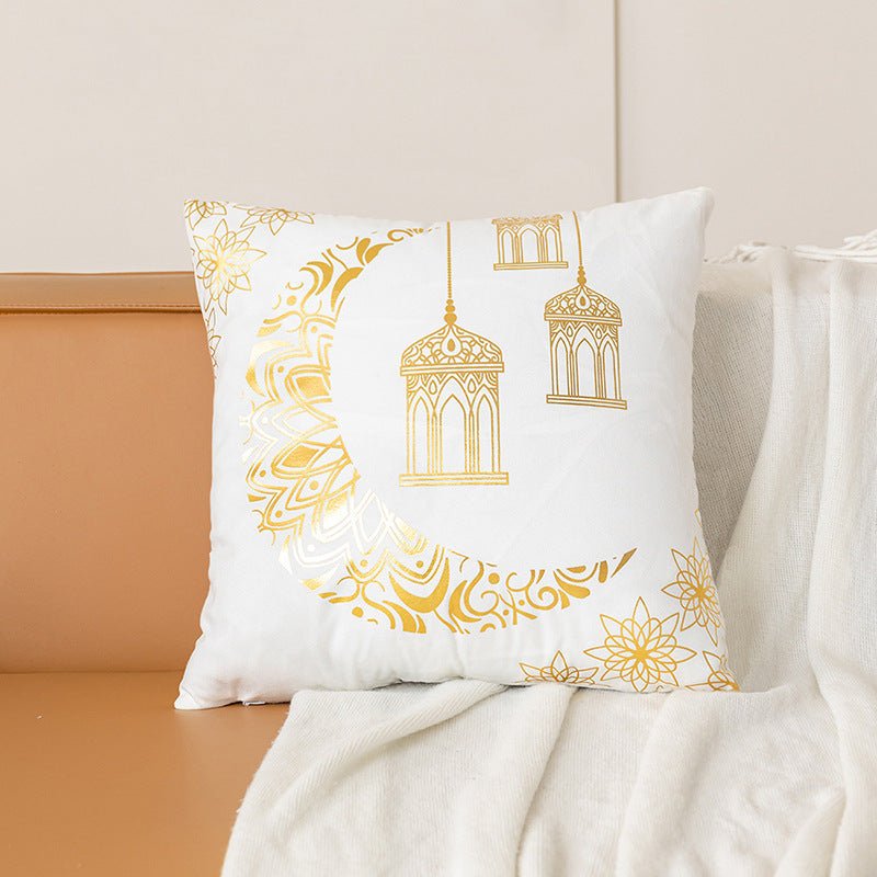 Eid Moon Hot Stamped Short Plush Pillow Cover (MR076) - Mariam's Collection