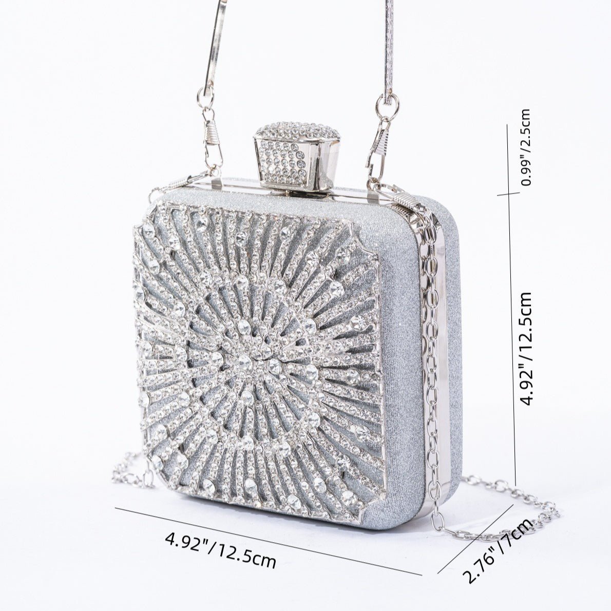 Elegance Brilliant Diamond Bag - Handcrafted Evening Box Bag for Soirées & Weddings (MAC269) - Mariam's Collection
