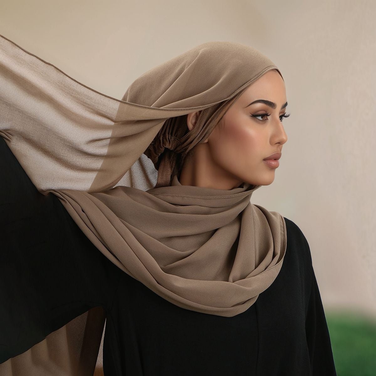 Elegance Modest Hijab Scarf with Ear Holes & Adjustable Undercap (MH156) - Mariam's Collection