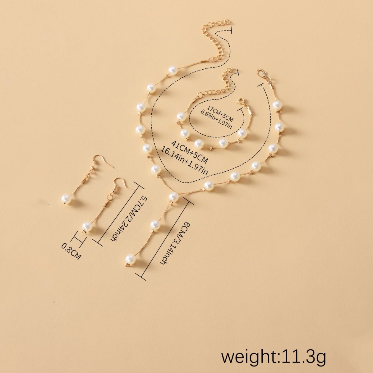 Elegance Pearl Earrings & Necklace Ensemble (MAC313) - Mariam's Collection