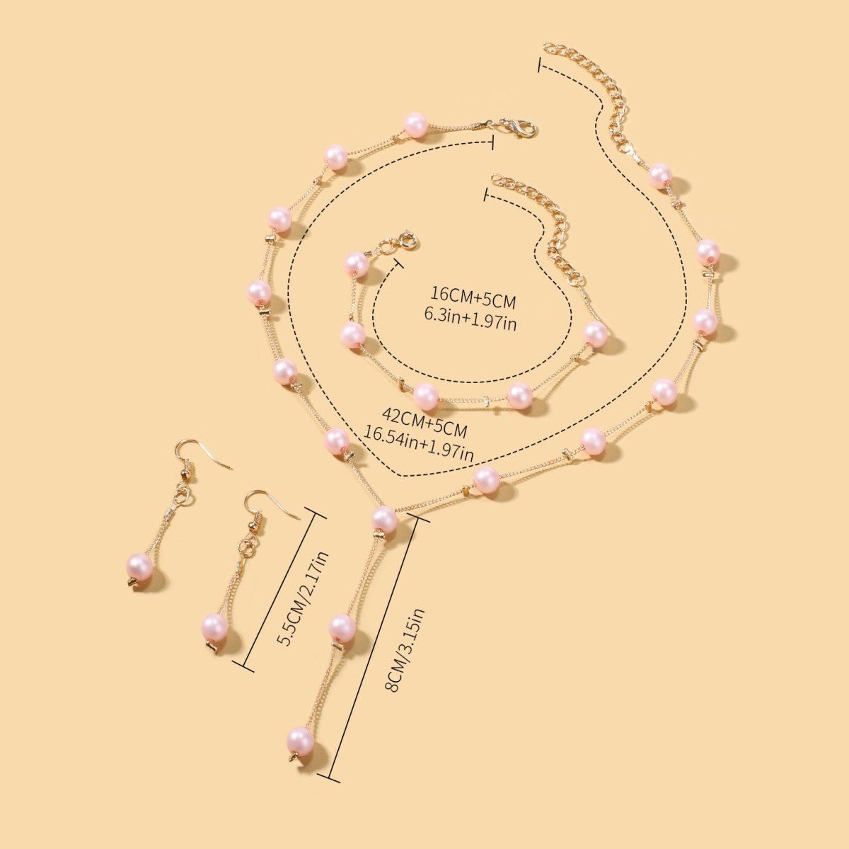 Elegance Pearl Earrings & Necklace Ensemble (MAC313) - Mariam's Collection