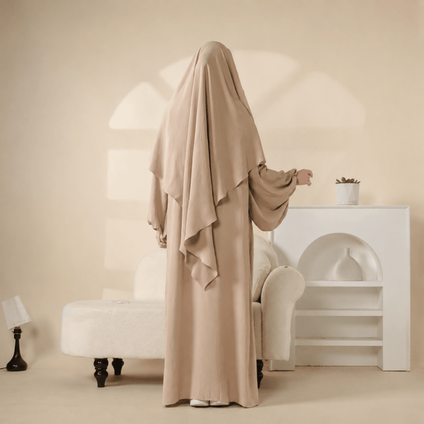 Elegant 2-Piece Crepe Abaya & Khimar Set (MK008) - Mariam's Collection