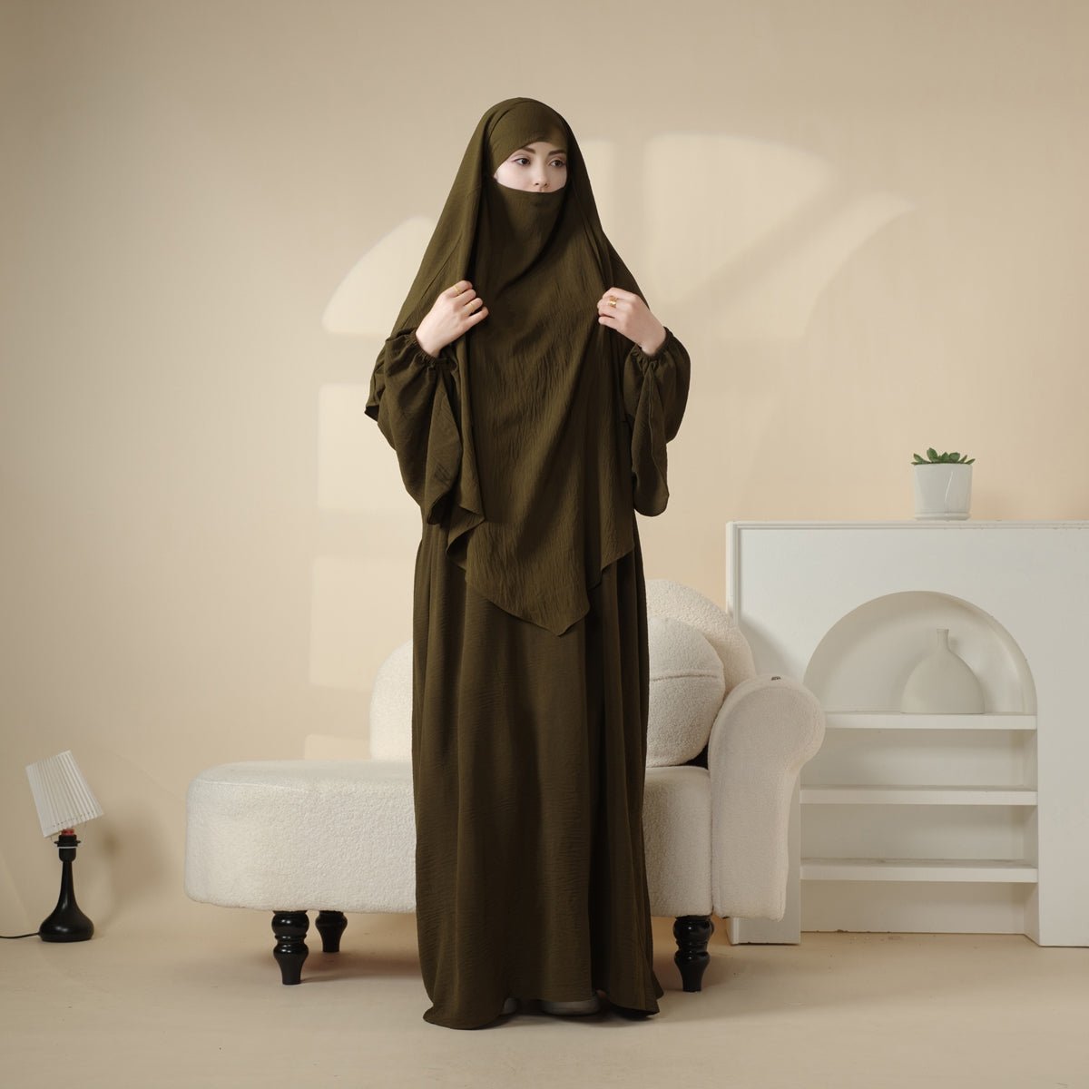 Elegant 2-Piece Crepe Abaya & Khimar Set By Mariam's Collection
