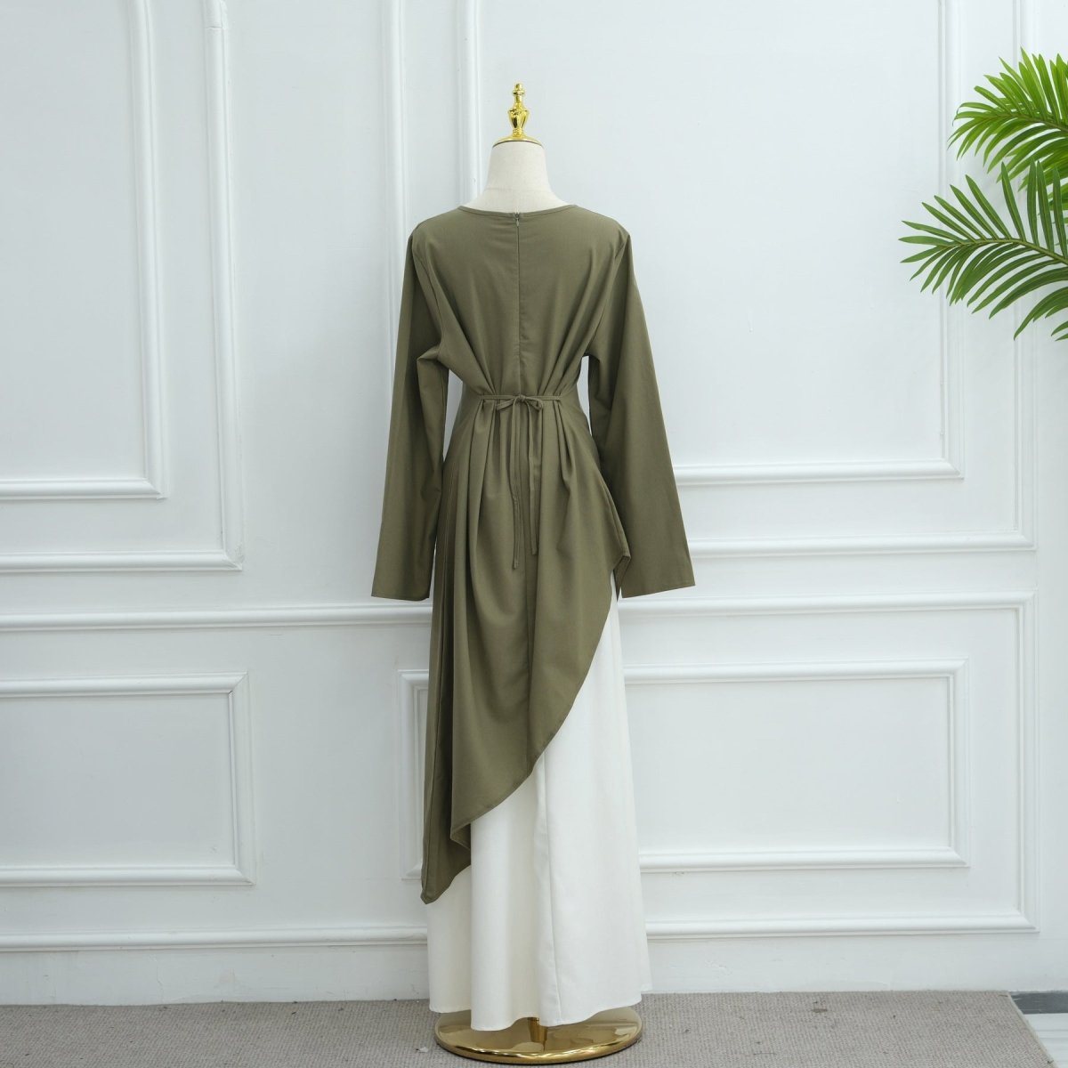 Elegant Asymmetric Top & Maxi Skirt Set | Cotton Linen Two - Piece Outfit(MS184) - Mariam's Collection