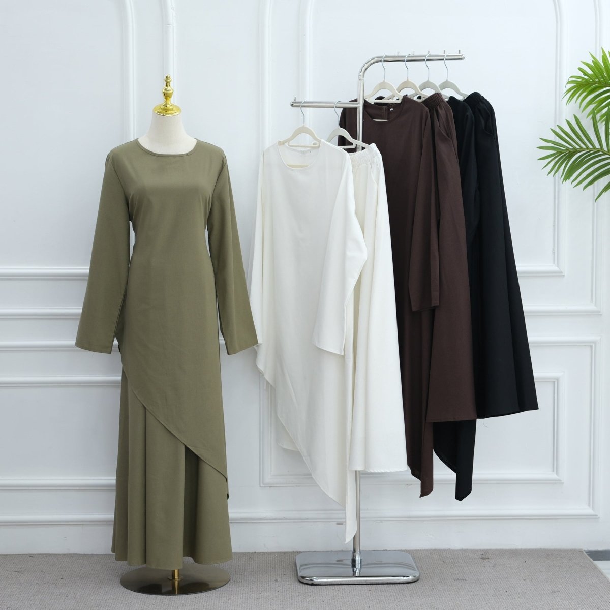 Elegant Asymmetric Top & Maxi Skirt Set | Cotton Linen Two - Piece Outfit(MS184) - Mariam's Collection
