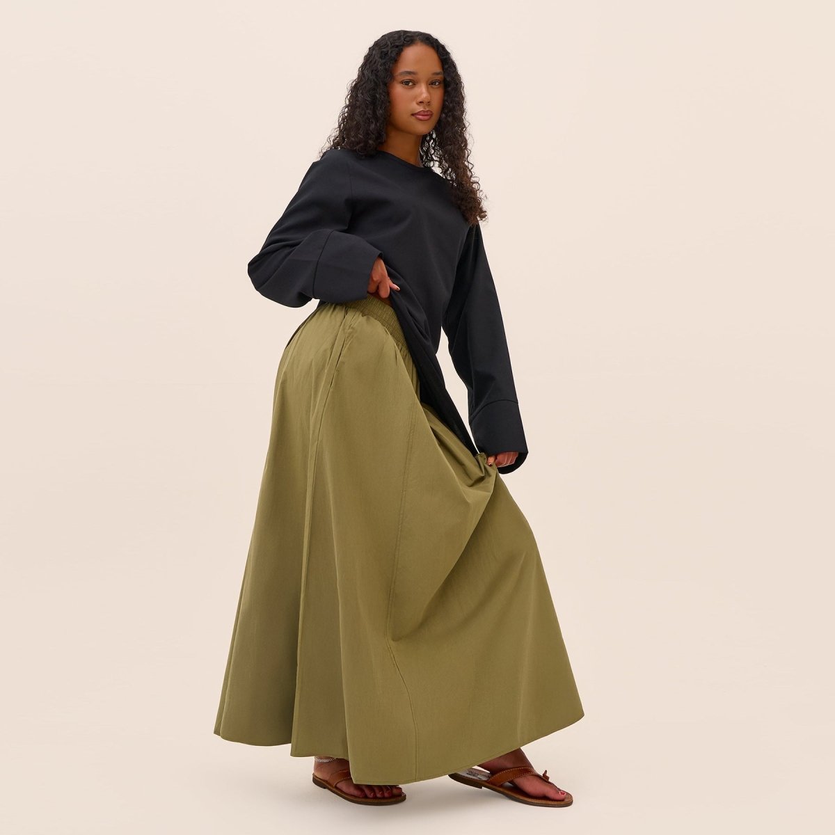 Elegant Asymmetric Top & Maxi Skirt Set | Cotton Linen Two - Piece Outfit(MS184) - Mariam's Collection
