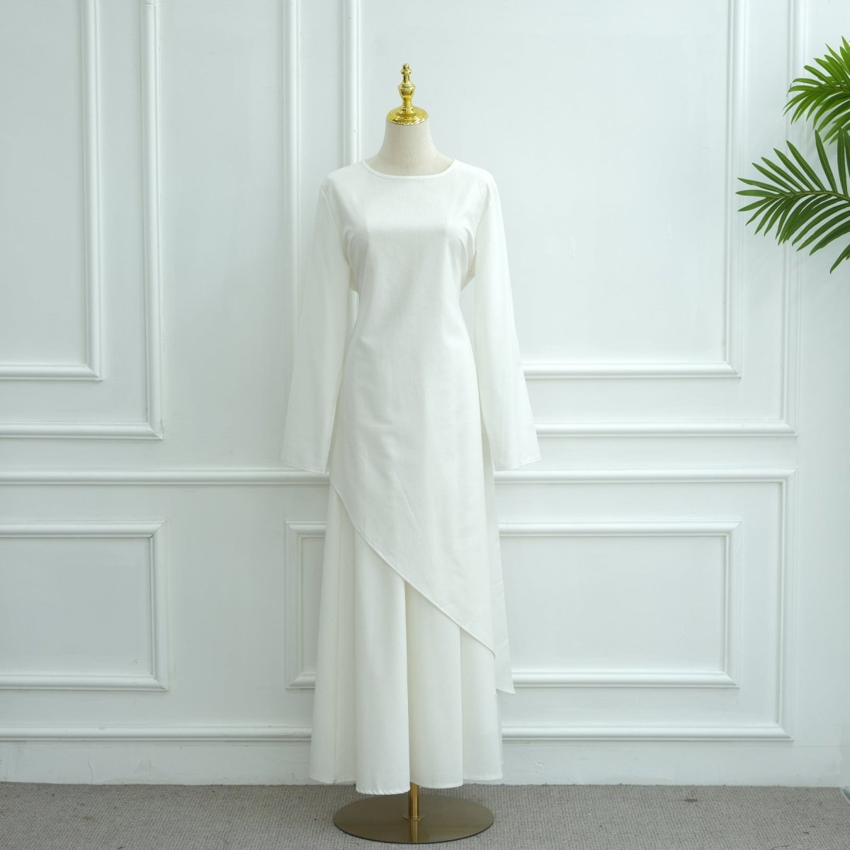 Elegant Asymmetric Top & Maxi Skirt Set | Cotton Linen Two - Piece Outfit(MS184) - Mariam's Collection