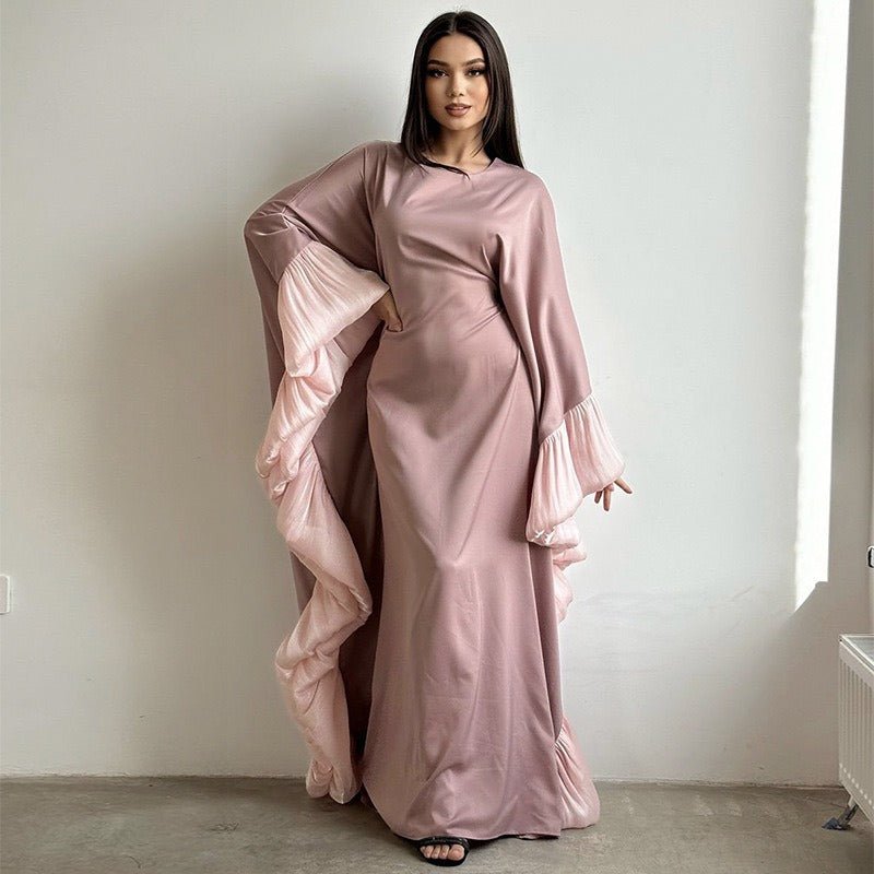 Elegant Batwing Abaya with Ruffled Sleeves(MA328) - Mariam's Collection