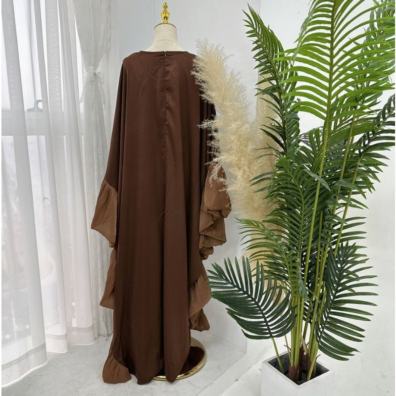 Elegant Batwing Abaya with Ruffled Sleeves(MA328) - Mariam's Collection