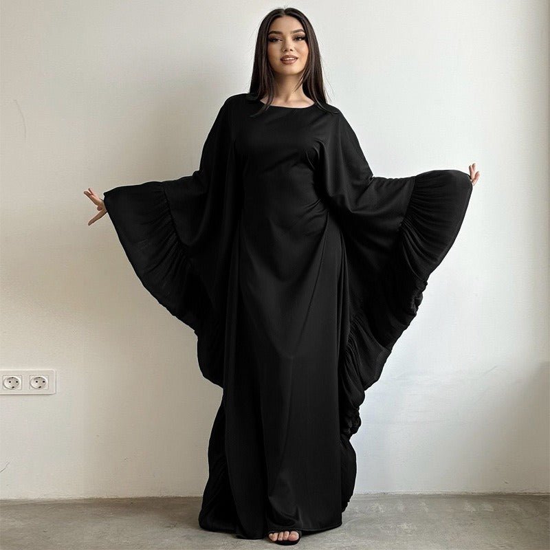 Elegant Batwing Abaya with Ruffled Sleeves(MA328) - Mariam's Collection
