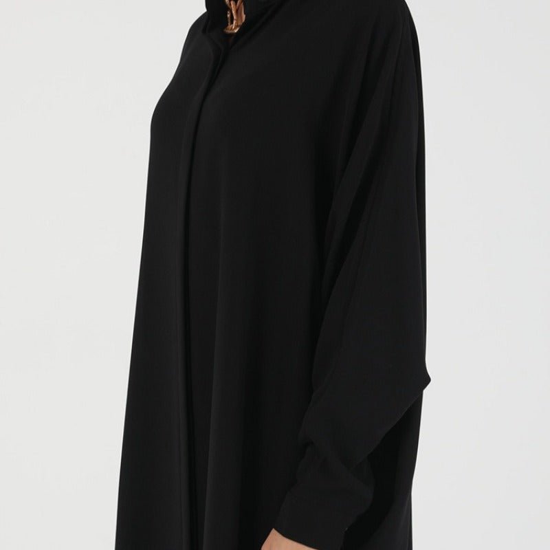 Elegant Batwing Sleeve Maxi Dress with Hidden Button Front | Adjustable Cuff Design(MA316) - Mariam's Collection