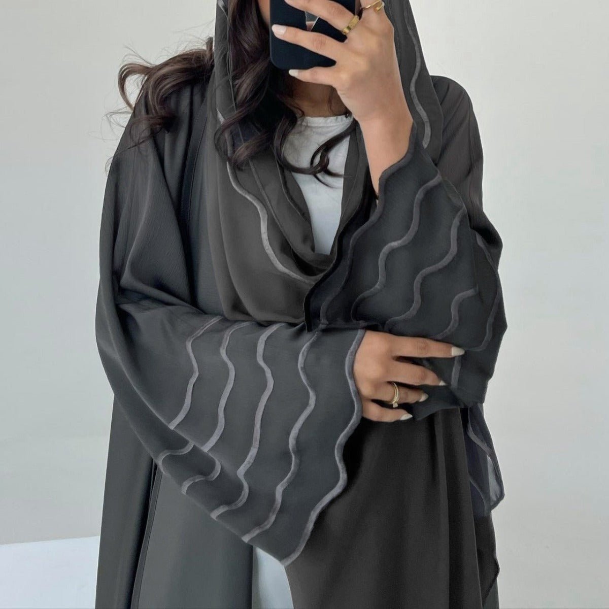 Elegant Embroidered Abaya with Matching Headscarves | Modern Modest Wear for Women(MOA216) - Mariam's Collection