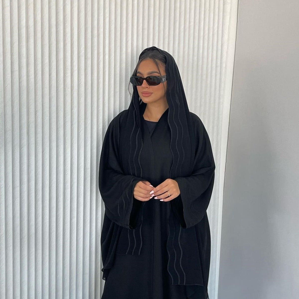 Elegant Embroidered Abaya with Matching Headscarves | Modern Modest Wear for Women(MOA216) - Mariam's Collection