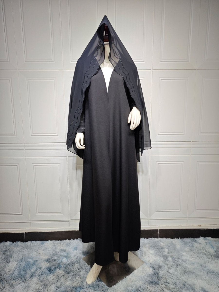 Elegant Embroidered Abaya with Matching Headscarves | Modern Modest Wear for Women(MOA216) - Mariam's Collection