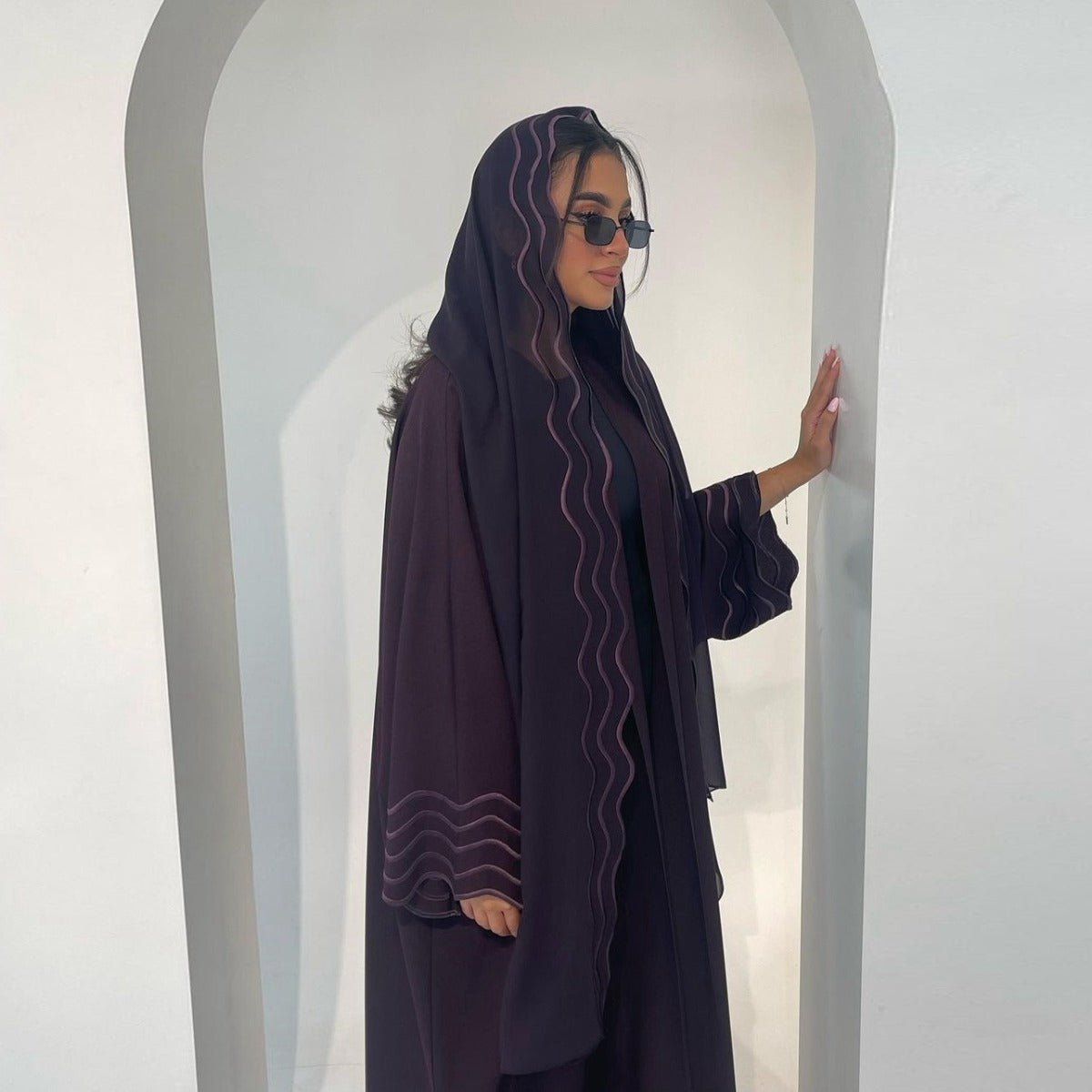 Elegant Embroidered Abaya with Matching Headscarves | Modern Modest Wear for Women(MOA216) - Mariam's Collection