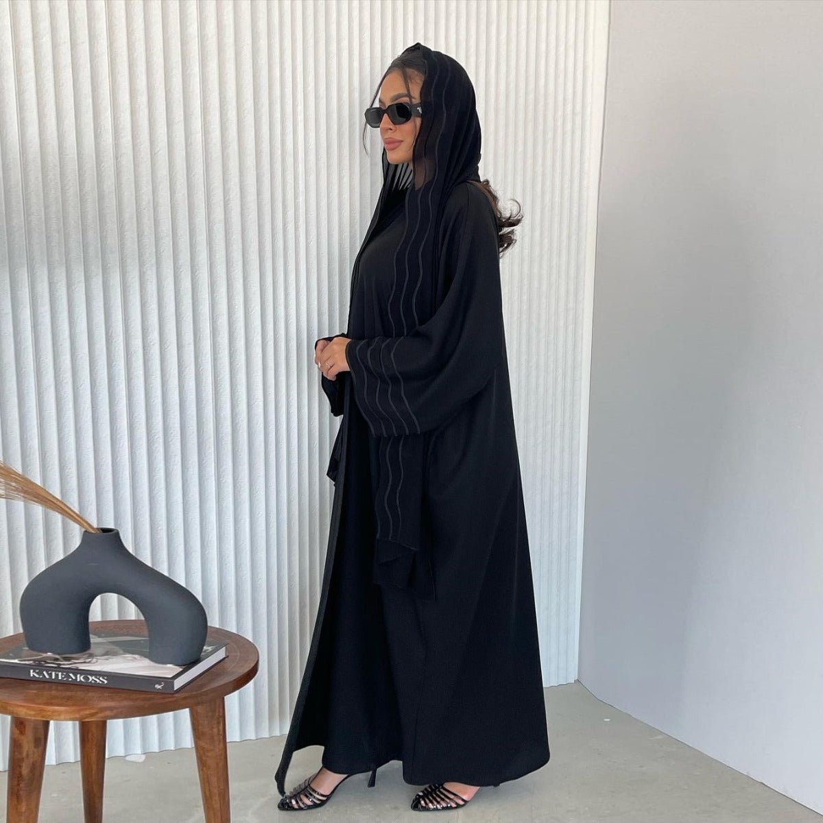 Elegant Embroidered Abaya with Matching Headscarves | Modern Modest Wear for Women(MOA216) - Mariam's Collection