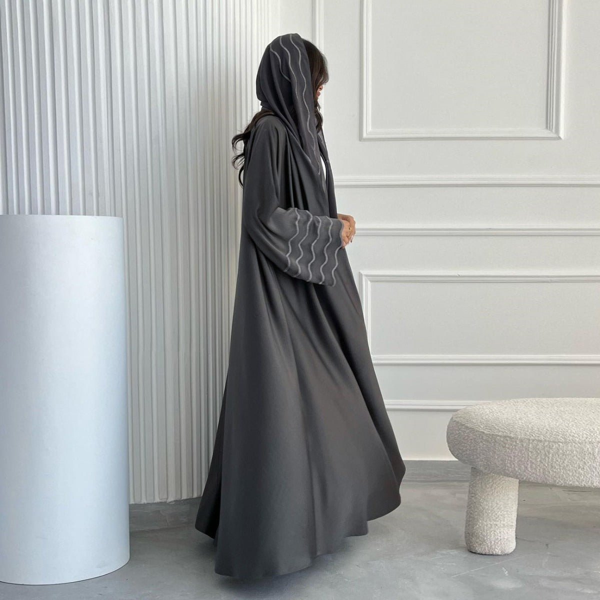 Elegant Embroidered Abaya with Matching Headscarves | Modern Modest Wear for Women(MOA216) - Mariam's Collection
