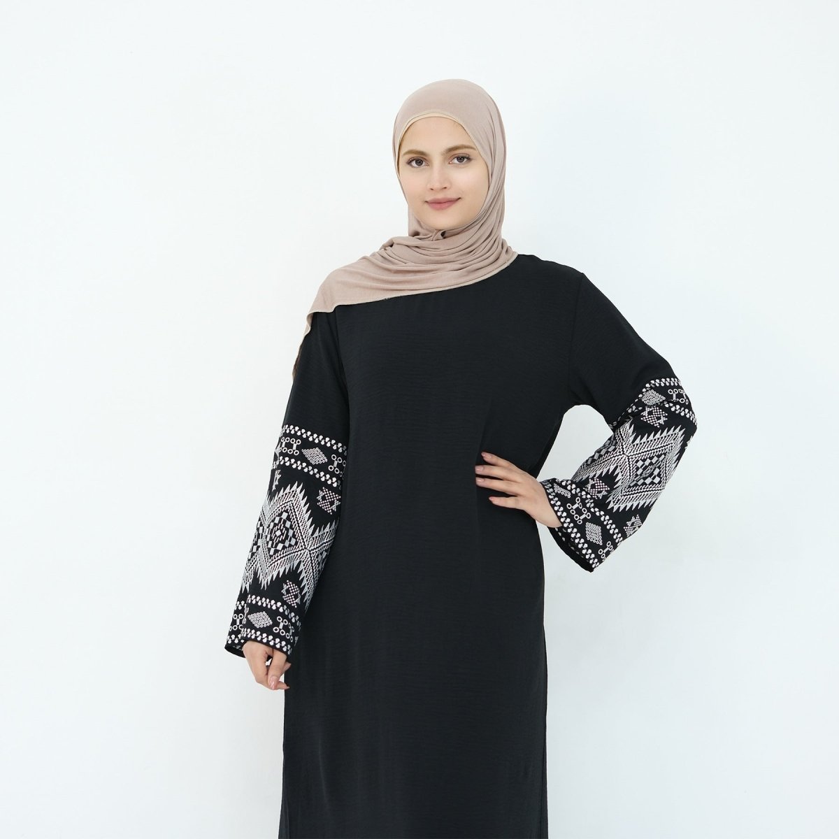 Elegant Embroidered Casual Abaya (MA139) - Mariam's Collection