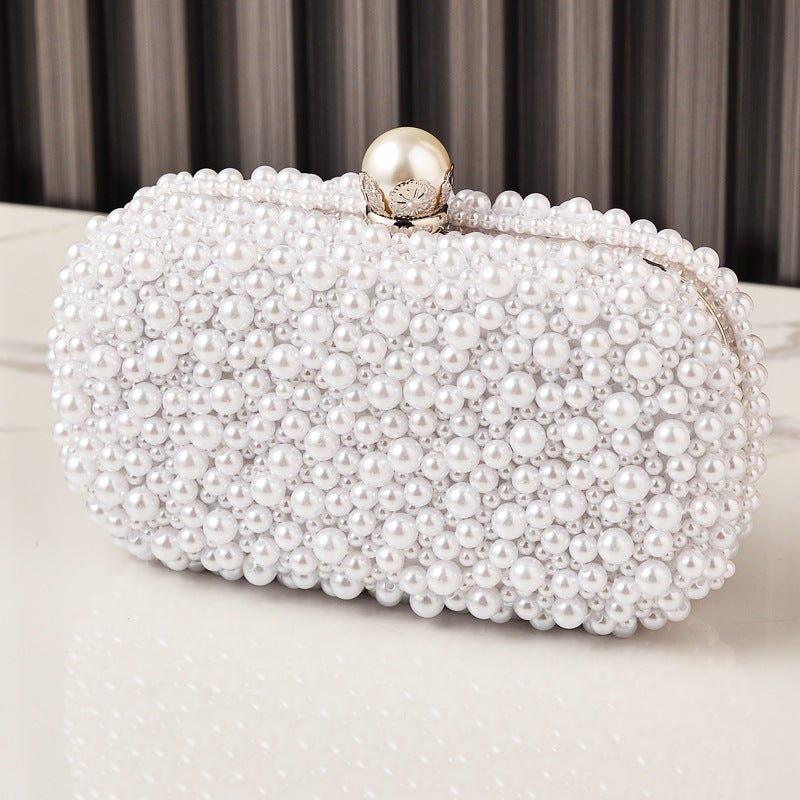 Elegant Faux Pearl Evening Clutch Bag - Vintage Style Beaded Handbag & Crossbody Purse for Weddings & Parties（MAC491） - Mariam's Collection