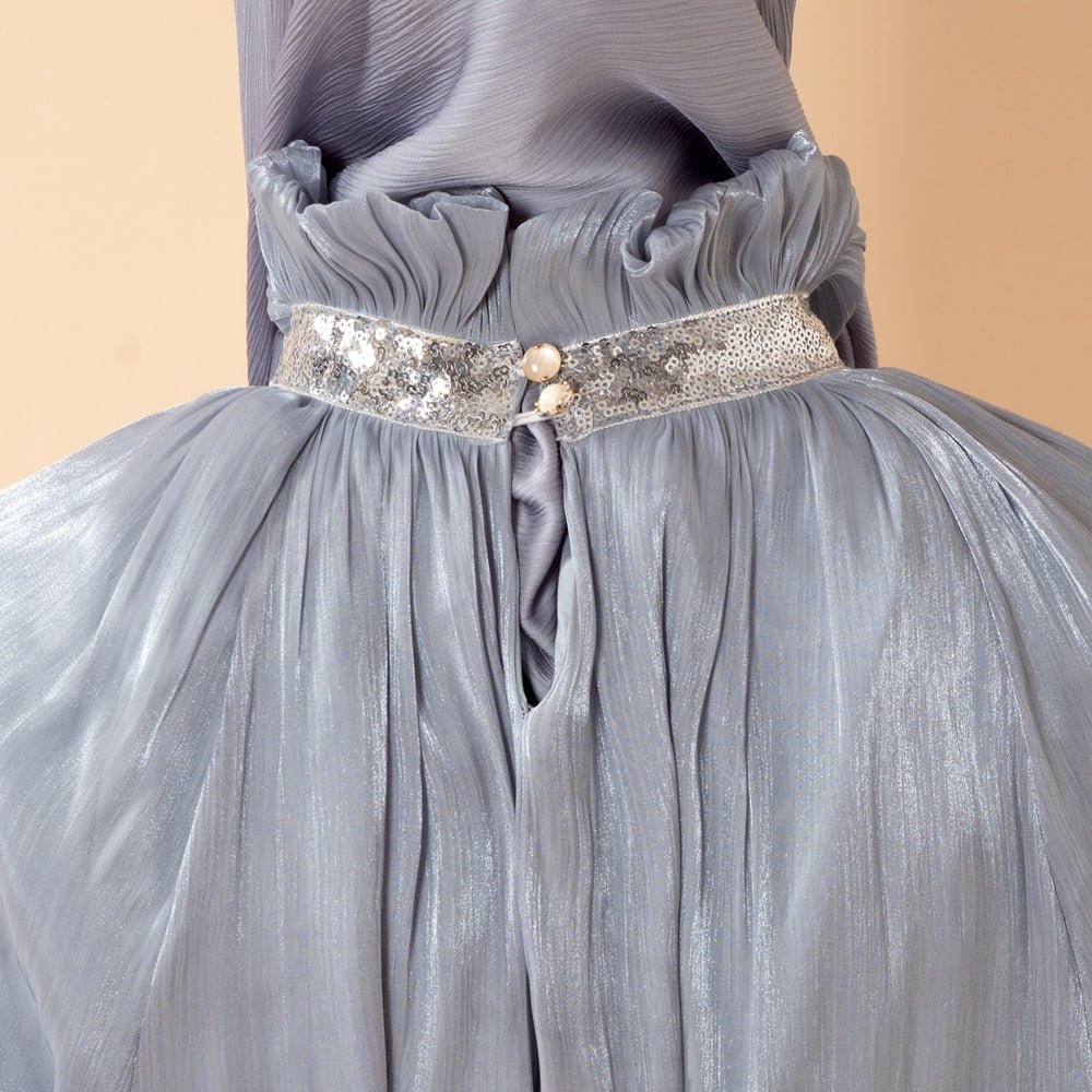 Elegant Glossy Flower Cuff Sequinned Abaya (MA140) - Mariam's Collection