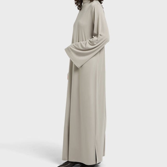 Elegant Half - Turtleneck Pullover Maxi Dress | Loose Fit Solid Color Dress with Hidden Pockets(MA313) - Mariam's Collection