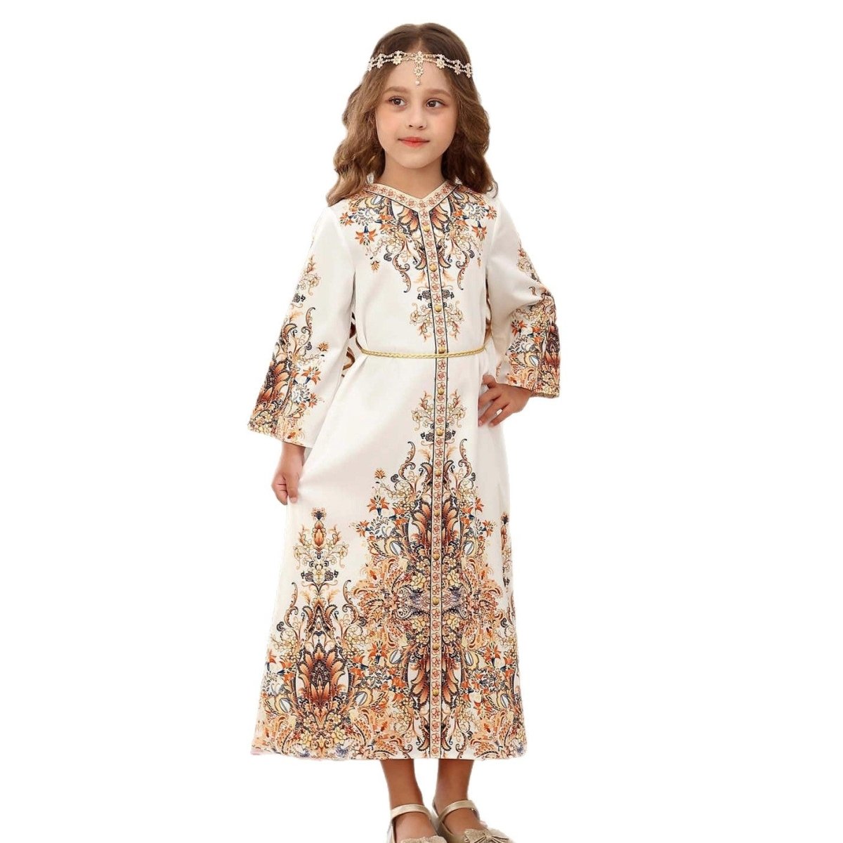 Elegant Kids Formal Kaftan Kid Abaya(MKG017) White / 4-5Y Elegant Kids Formal Kaftan Kid Abaya(MKG017) White / 4-5Y