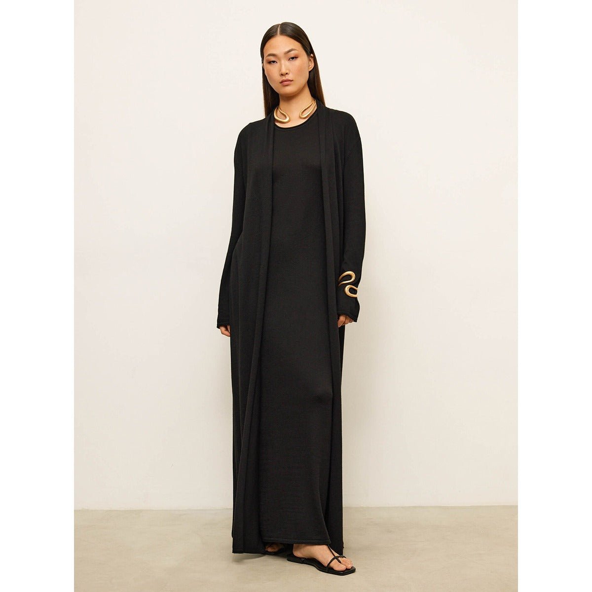 Elegant Knitted Two - Piece Set - Long Sleeve Cardigan & Suspenders Dress Women Outfit(MS108) - Mariam's Collection
