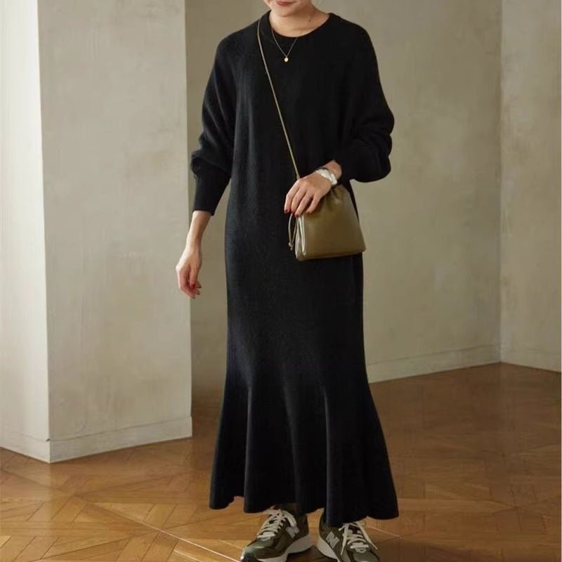 Elegant Lantern Sleeve Mermaid Maxi Dress | Loose Fit Long Sleeve Dress(MS154) - Mariam's Collection