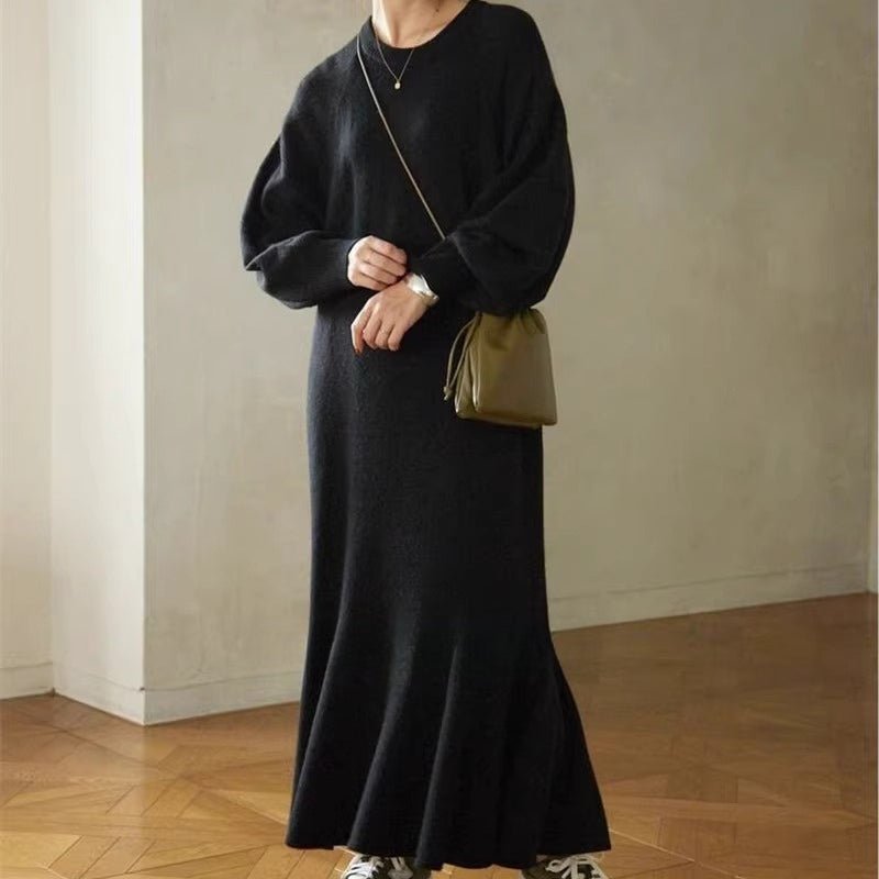 Elegant Lantern Sleeve Mermaid Maxi Dress | Loose Fit Long Sleeve Dress(MS154) - Mariam's Collection