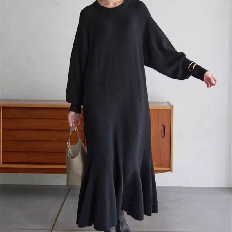 Elegant Lantern Sleeve Mermaid Maxi Dress | Loose Fit Long Sleeve Dress(MS154) - Mariam's Collection
