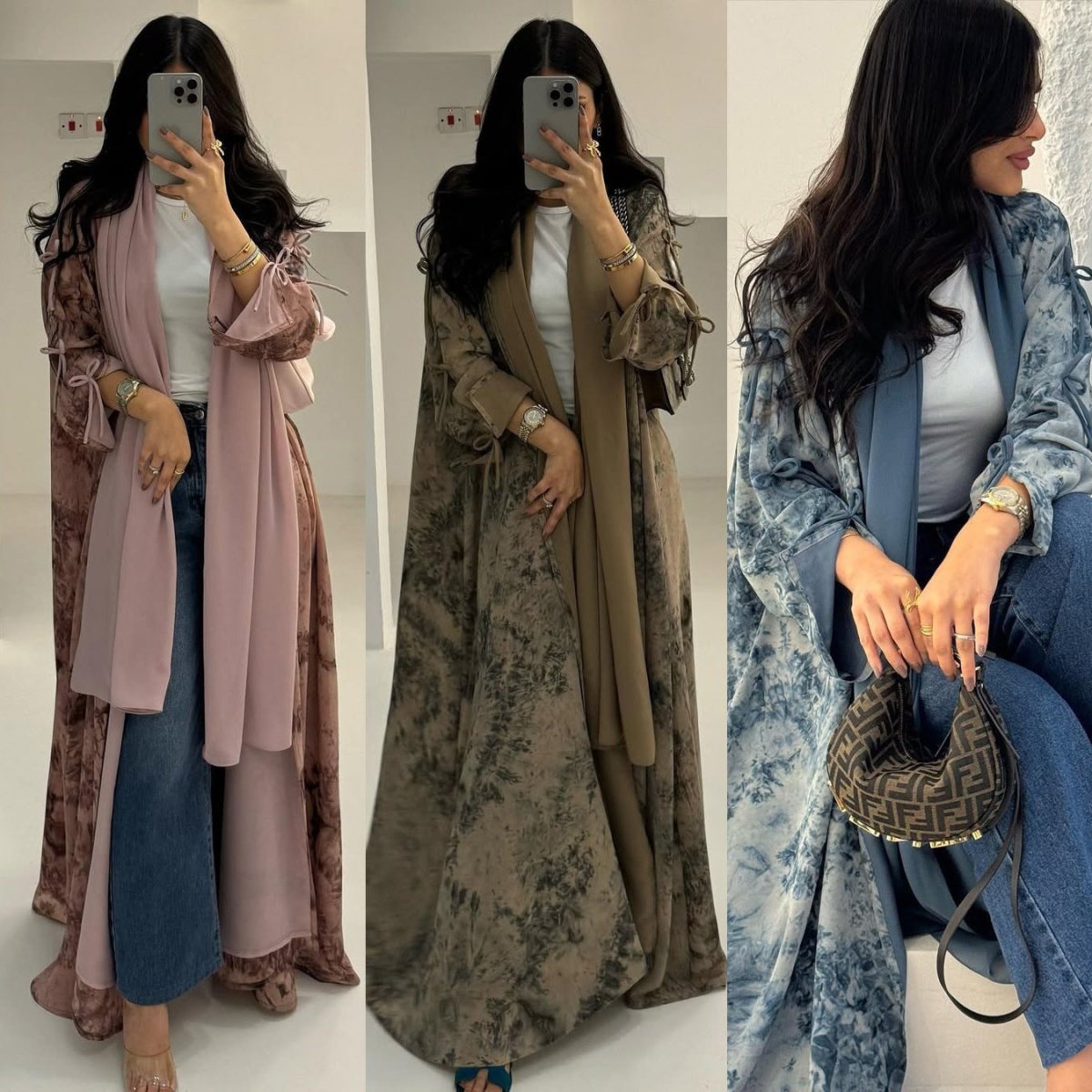 Elegant Muslim Women's Modest Fashion Chiffon Print Two - Piece Summer Casual Abaya with Hijab. (MOA152) - Mariam's Collection