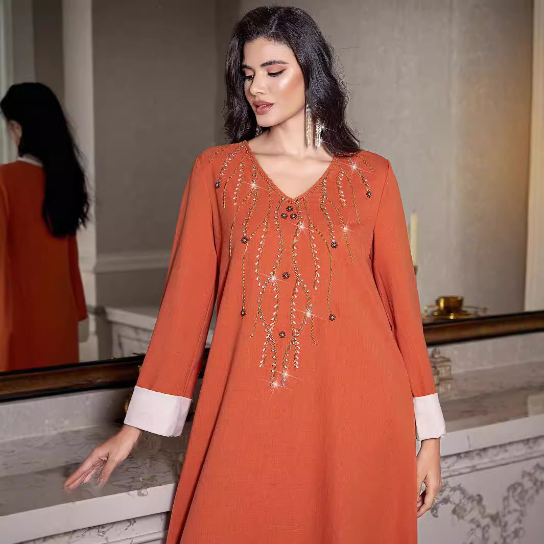 orange pearl dress PEARL EMBROIDERED GOWN  dash and dot