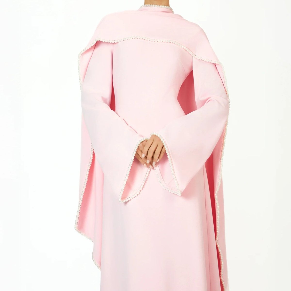Elegant Pearl Embellished Cape Sleeve Evening Dress(MA337) Elegant Pearl Embellished Cape Sleeve Evening Dress(MA337)